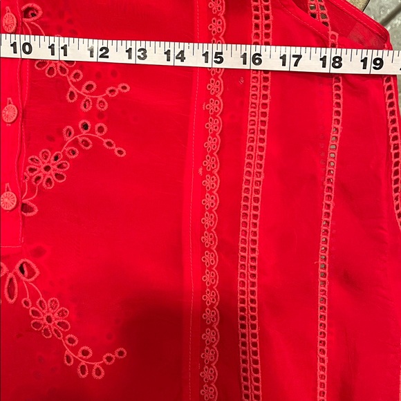 Johnny Was Bright Red Sleeveless Embroidered Eyelet Dress - Size L - Picture 5 of 8